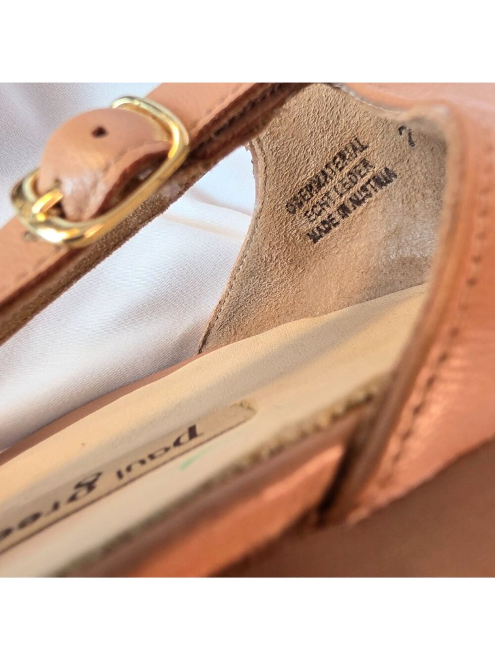 Paul Green Rica Pointed Toe D'Orsay Flats Tan Leather Womens 7 Ankle Strap NWOB - Picture 6 of 12